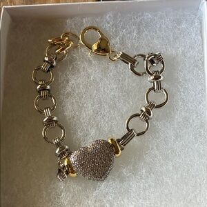 Elegant Gold and Silver Heart Bracelet